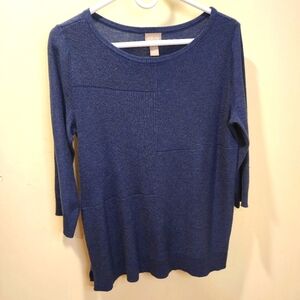 Chico's Blue 3/4 Sleeve Relaxed Blouse size 1